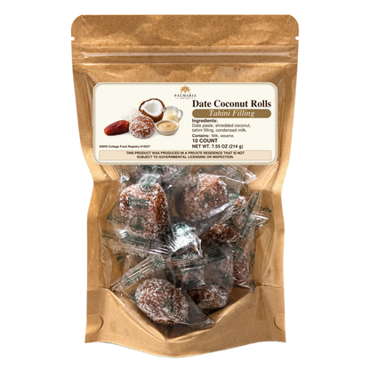 Palmaria Date Coconut Rolls — 10-count kraft pouch, 214 g, Tahini filling