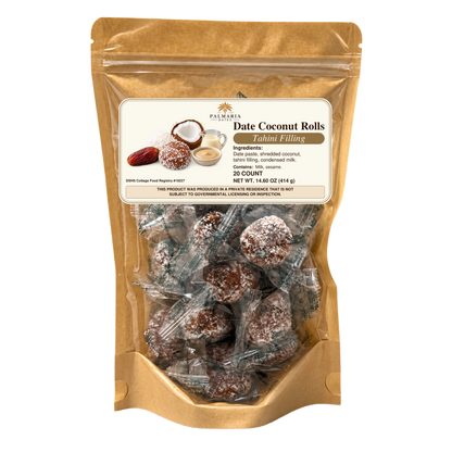 Palmaria Date Coconut Rolls — 20-count kraft pouch, 414 g, Tahini filling